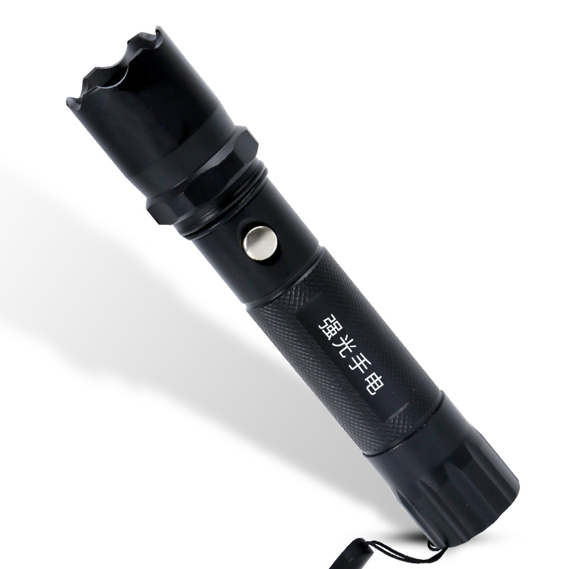 户外强光手电筒 尾部带指南针 可充电强光手电筒 led强光远射电筒 - 图0