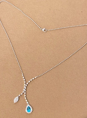 新款仿真蓝钻流苏项链