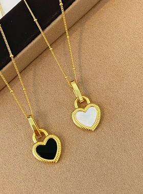 特价！清 通体925纯银镀金项链耳钉白贝母黑玛瑙孔雀石