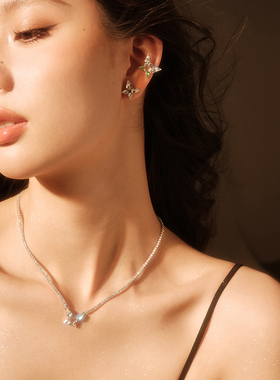 蝴蝶项链女S925纯银送女友锁骨链