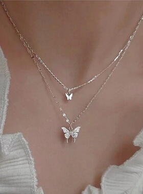 法式高级感S925纯银双层叠戴项链