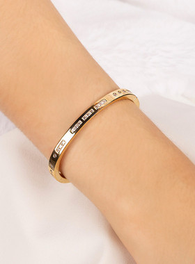 摩斯密码S925镀金手镯送女友