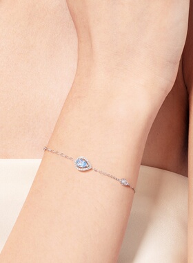 蓝眼泪S925纯银手链送女友礼物