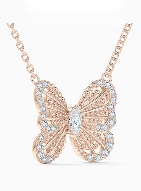 轻奢蝴蝶S925纯银钻石时尚锁骨链