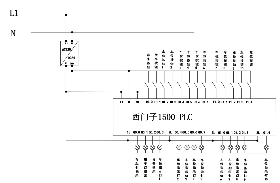 3X4立体车库10车位西门子S71500PLC和TP700触摸屏程序5博途接线图-图0