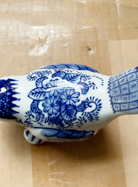 可爱小鸟摆件陶瓷造景花盆微景观动物家居青花瓷中式装饰品