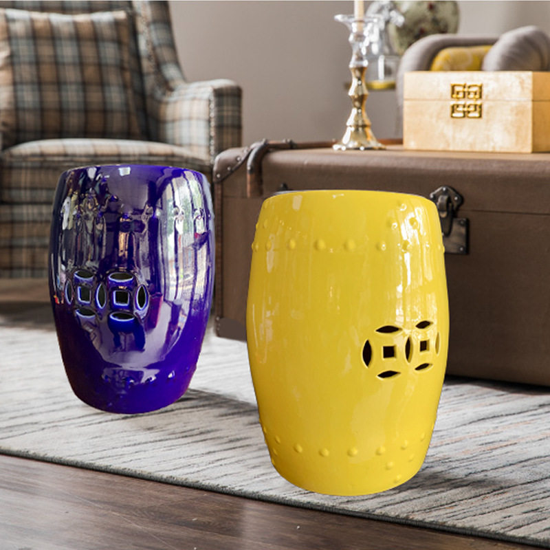 景德镇陶瓷换鞋凳梳妆凳子 新中式鼓墩坐墩矮凳 客厅沙发边几摆件,淘宝优惠券,粉丝福利购,淘宝优惠卷