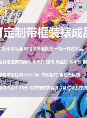 轻奢抽象定制版画女网红餐厅挂画