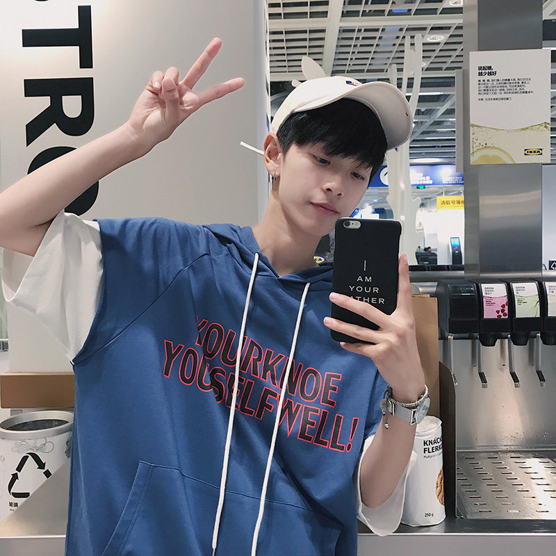 夏季潮流嘻哈连帽衫男士宽松t恤 2020 文艺潮店T恤