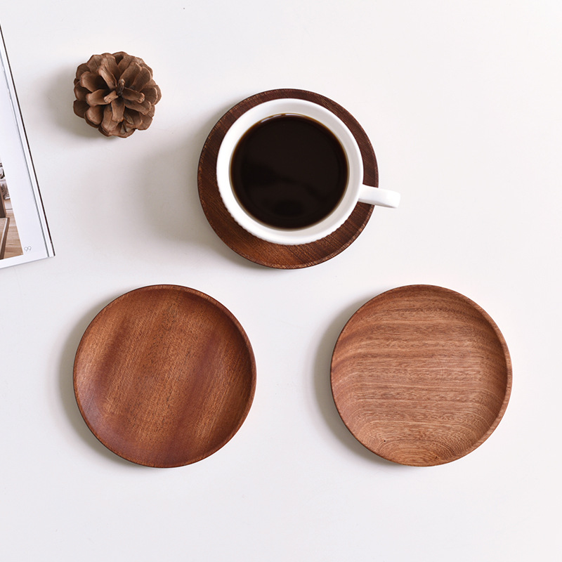 INS咖啡茶杯垫隔热垫实木杯托厨房餐桌垫家用创意木质防烫杯垫