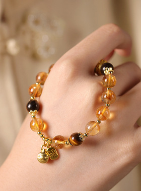 天然黄水晶手串转运珠手链