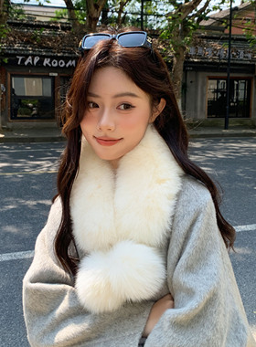 冬季保暖真狐狸毛大毛球女围巾