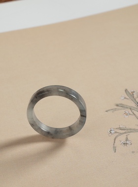 17号戒指 新疆和田玉青花籽料指环 复古方口籽玉戒圈 199