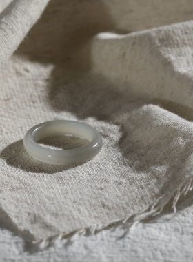 17号戒指 和田玉烟紫圆弧素圈指环 7045