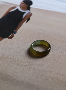 7号戒指 新疆和田玉糖料糖青玉小尺码圆弧素圈指环 尾戒 2904