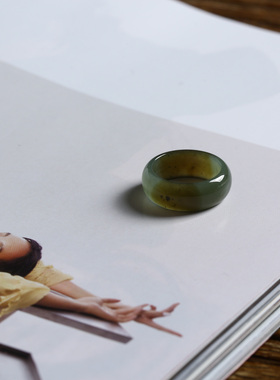 7号戒指 新疆和田玉糖料糖青玉小尺码圆弧素圈指环 尾戒 9135