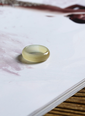 7号戒指 新疆和田玉糖料糖玉小尺码圆弧素圈指环 尾戒 9180