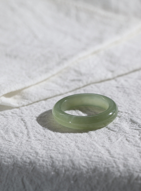 32号戒指 和田玉晴水青白大尺码指环 4423