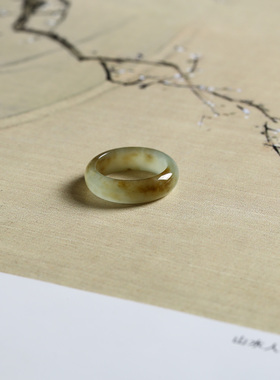 12号戒指 新疆和田玉糖料糖玉泥鳅背圆弧素圈指环 5262