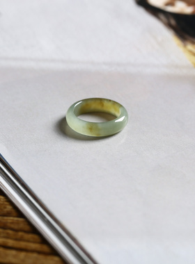 7号戒指 新疆和田玉糖料糖青玉小尺码圆弧素圈指环 尾戒 9304