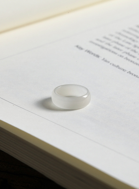 1号戒指 和田玉白玉小尺码圆弧素圈指环 尾戒 8951