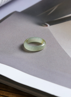 7号戒指 新疆和田玉糖料糖青玉小尺码圆弧素圈指环 尾戒  305