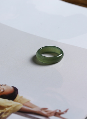 4号戒指 和田玉晴水青白小尺码素圈指环 尾戒 9133