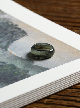 5号戒指 新疆和田玉青花小尺码圆弧素圈指环 尾戒 8678