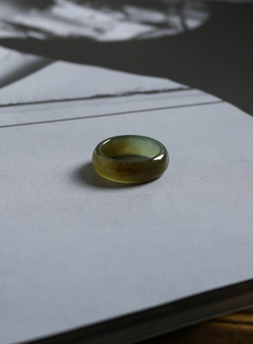 7号戒指 新疆和田玉糖料糖青玉小尺码圆弧素圈指环 尾戒 2885