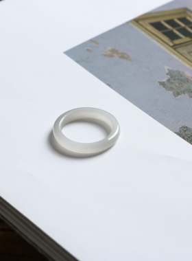 17号戒指 和田玉烟紫鼓条素圈指环 2756