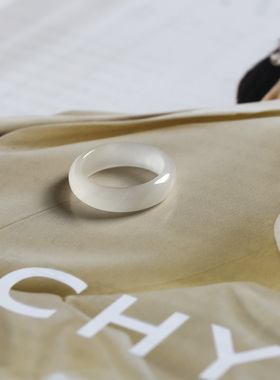 11号戒指 和田玉烟紫泥鳅背圆弧素圈指环 8371