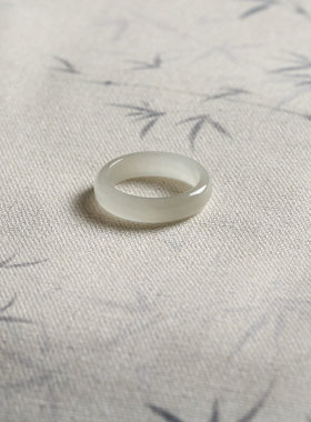 20号戒指 和田玉白玉泥鳅背圆弧素圈指环 3202