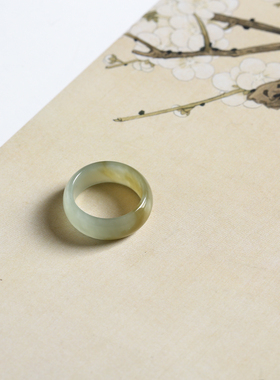 12号戒指 新疆和田玉糖料糖玉中宽圆弧泥鳅背素圈指环 3345