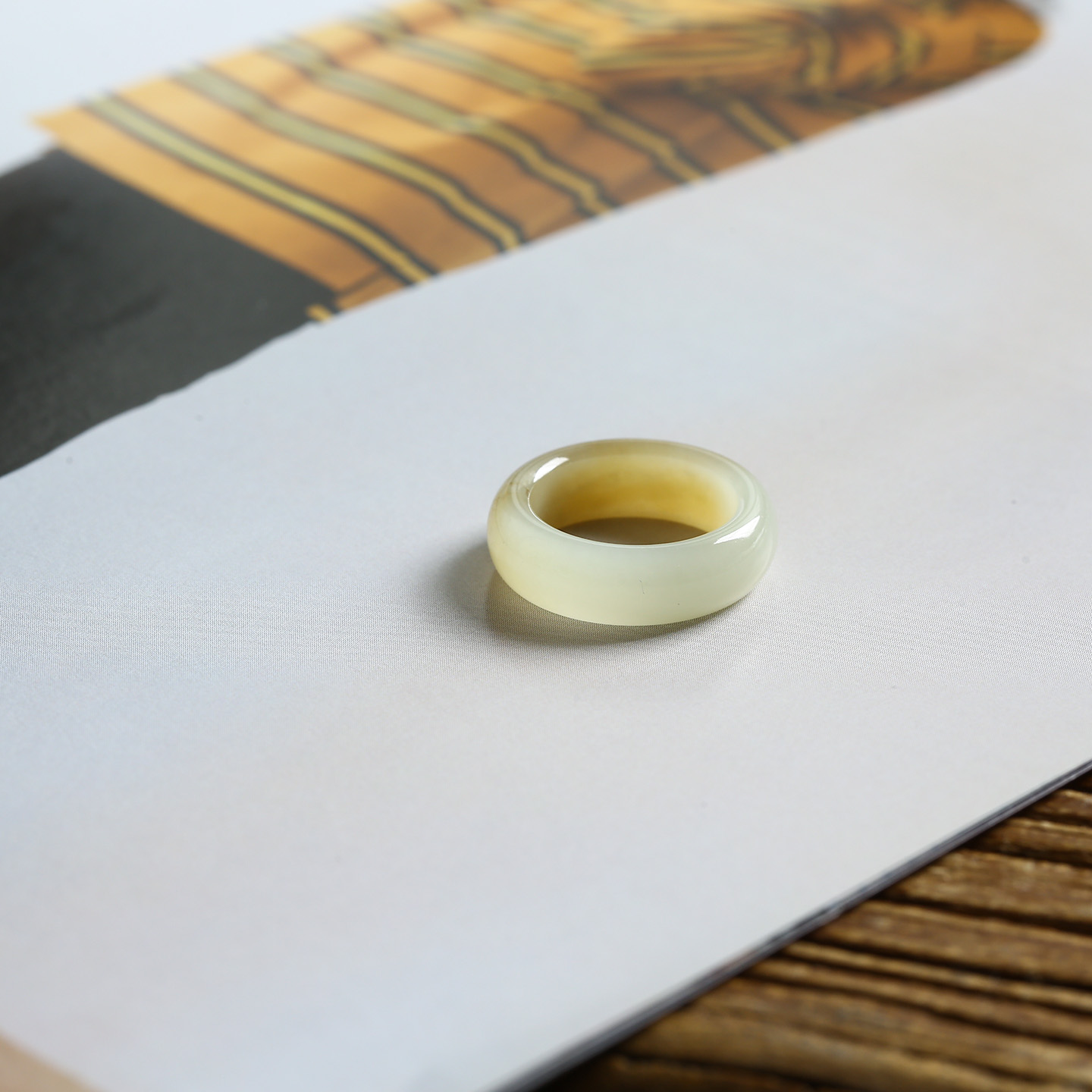 8号戒指 新疆和田玉糖料糖玉小尺码圆弧素圈指环 尾戒 1108 - 图1