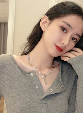 锆石原宿ins轻奢珍珠百搭锁骨链