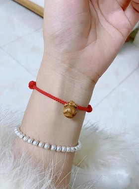 防惊吓护身保真桃核红绳好运手链