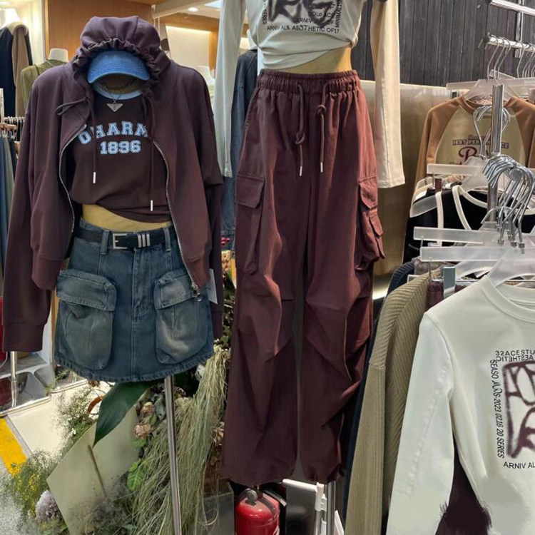 【痞帅潮流girl！】秋季大口袋打褶宽松时尚工装裤女两穿休闲裤潮,淘宝优惠券,粉丝福利购,淘宝优惠卷