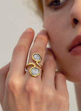 Moblegend小众设计古币戒指高级感冷淡风食指戒欧美ins圆环戒指