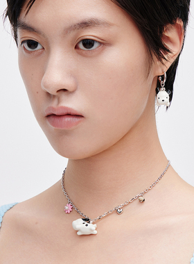 FWISH飞未夕 PAWty系列 花花斑点狗爱心项链男女节日礼物