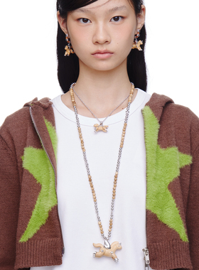 FWISH设计师款串珠实木小马项链