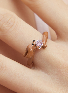 FWISH飞未夕抱心腊肠犬戒指