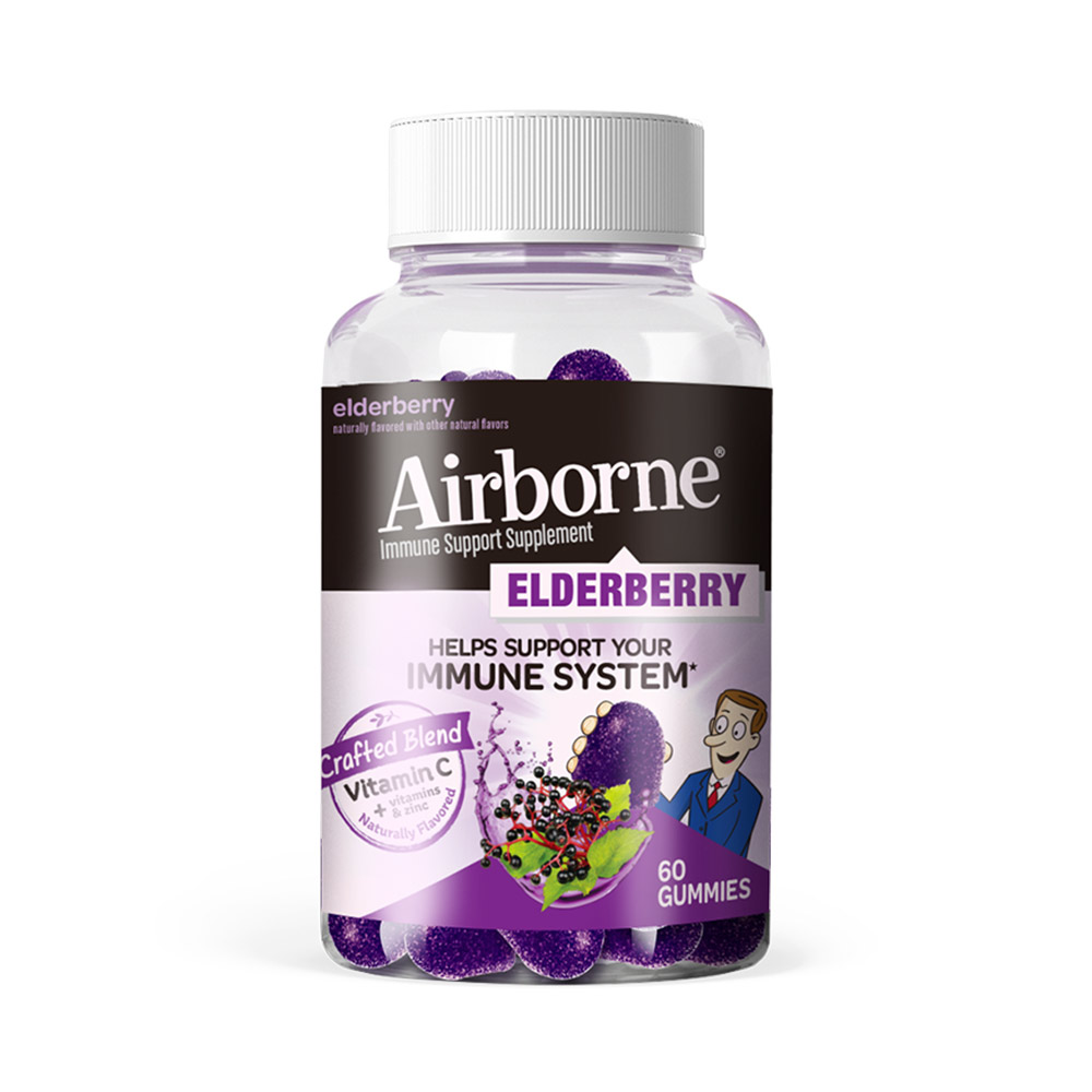 Schiff Airborne进口高含量黑接骨木莓软糖维▲C免疫60粒维生素膳食