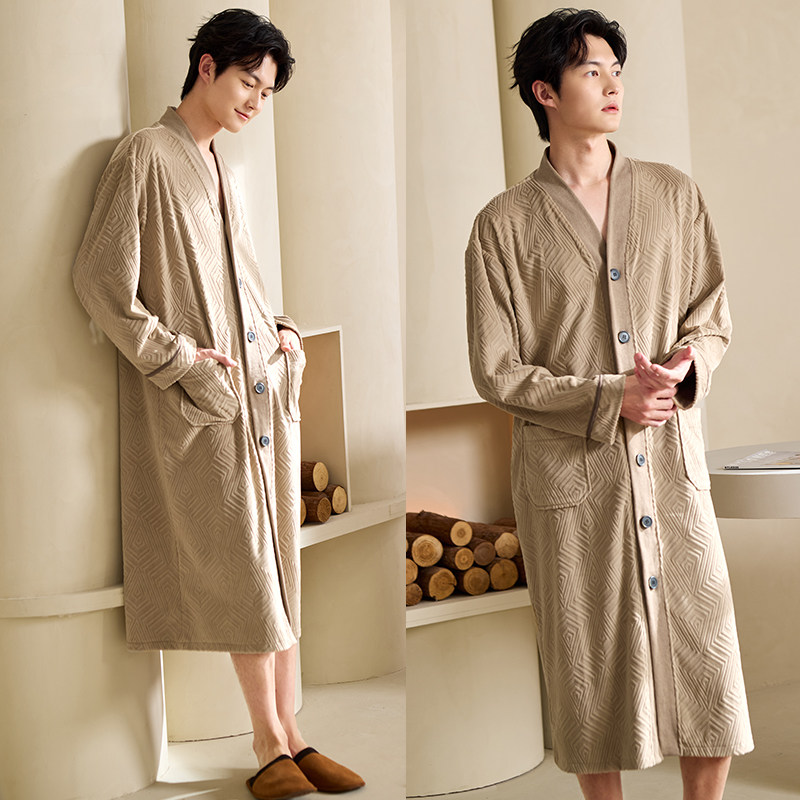 男士睡袍冬季加绒加厚保暖珊瑚绒睡衣冬款海岛绒浴袍大码家居服,淘宝优惠券,粉丝福利购,淘宝优惠卷