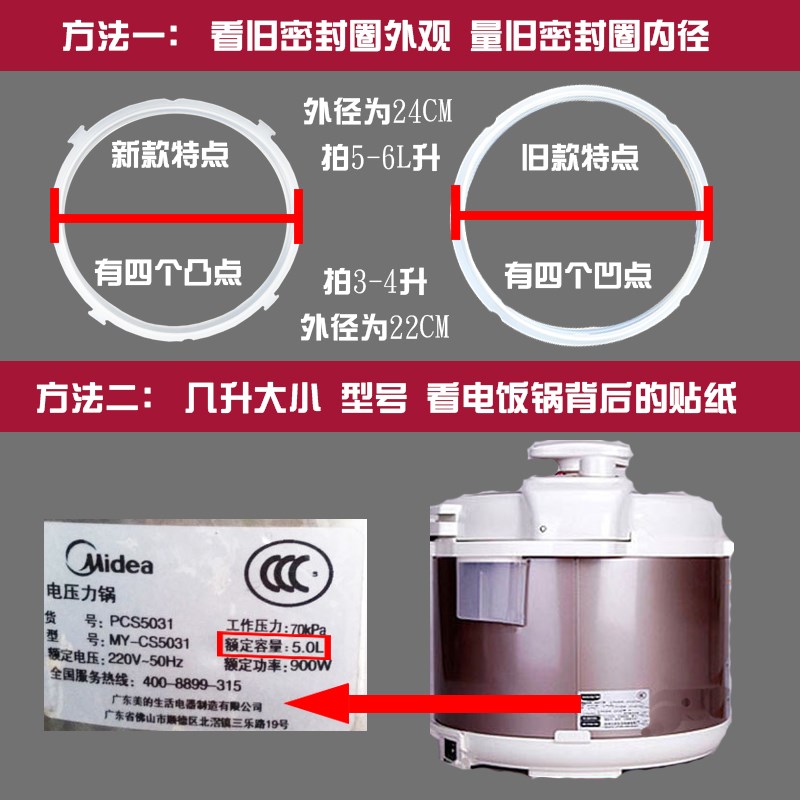 适用美的电压力锅5L/6L密封圈MY-SS5061/SS5061P/ss5038 电压力煲 - 图1