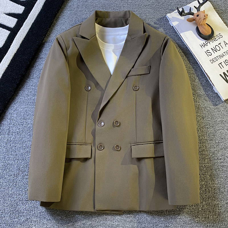 秋季韩版修身双排扣西服外套男士商务休闲小西装男生潮流单西便服,淘宝优惠券,粉丝福利购,淘宝优惠卷