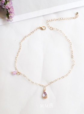 choker超仙紫色贝壳爱心蕾丝吊坠