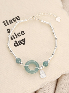 蓝水翡翠纯银s925全新中式手链