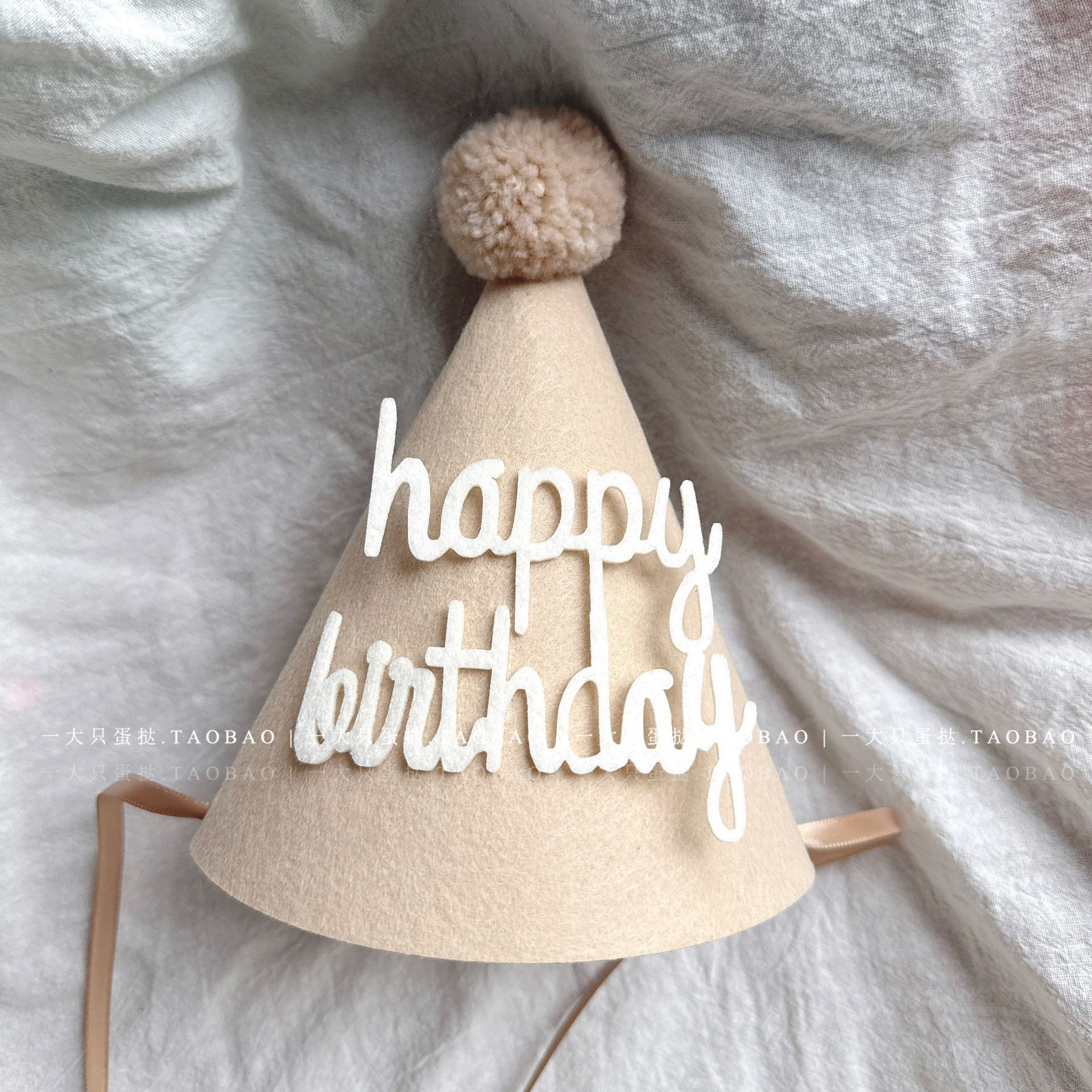 ins韩风儿童宝宝成人生日拍照道具周岁数字字母毛毡糖果色派对帽 - 图1