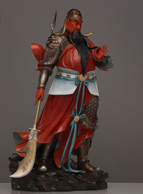 精工彩绘关公摆件家用武财神佛像