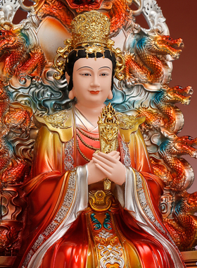 树脂九龙圣母神像家用供奉摆件